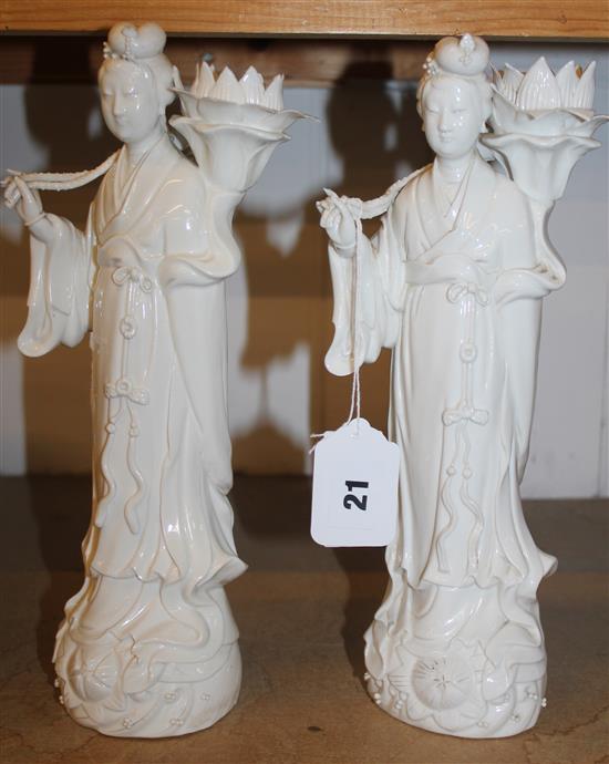 Pair of Blanc de Chine Chinese figures